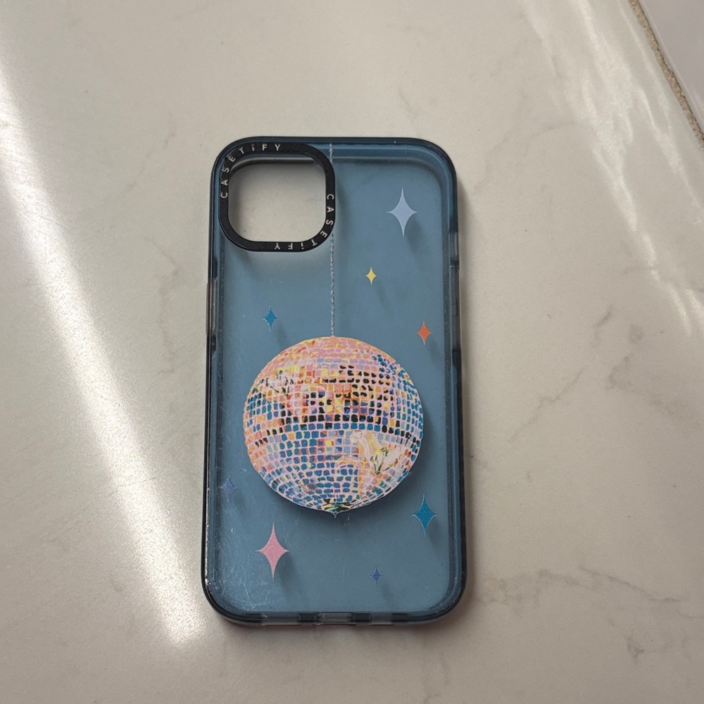 Casetify Blue Case with Colorful Disco Ball